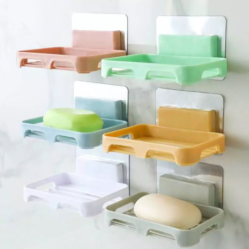 免打孔肥皂盒卫生间香皂盒浴室置物架吸盘双层肥皂架 【香皂盒】颜色随机 1个