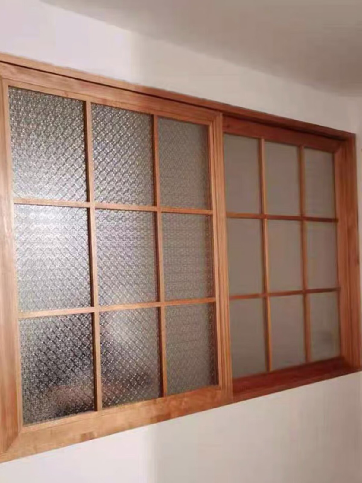 米詅左右折叠木窗定制室内日式原木窗户推拉上翻玻璃窗原木隔断墙木框 国产樱桃+透明玻璃