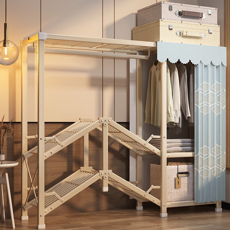 衣柜卧室家用收纳柜子结实耐用折叠布衣柜出租房用衣橱 163宽-雾霾蓝