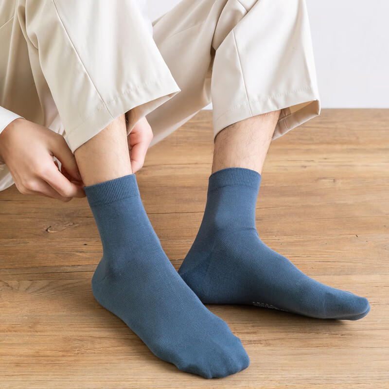 CK长袜子男士吸汗透气纯棉防臭纯色商务休闲弹力中筒运动款式袜子 W3CK 6白 6双 均码 (40.5-44.5)