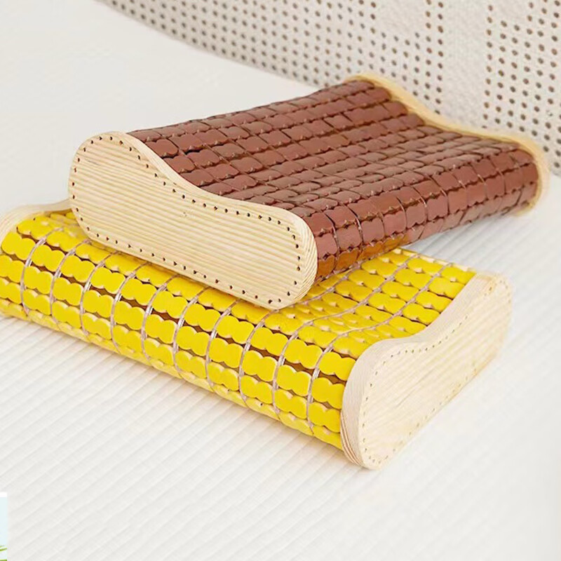 映季麻将凉席枕头夏季竹枕头夏天空心枕芯颈椎枕成人男女士睡觉冰凉枕 碳化波浪形枕39*23*7-9cm