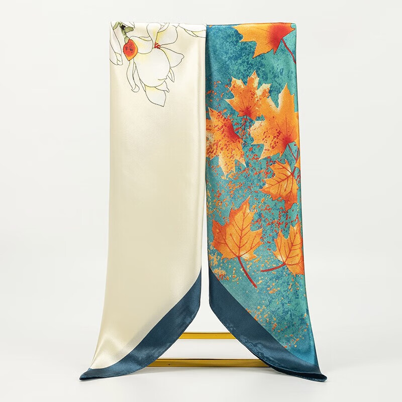 达芬奇密码 中国风女性丝巾百合琉璃花围巾保暖领巾大方巾 琉璃花界 蓝色 京东折扣/优惠券