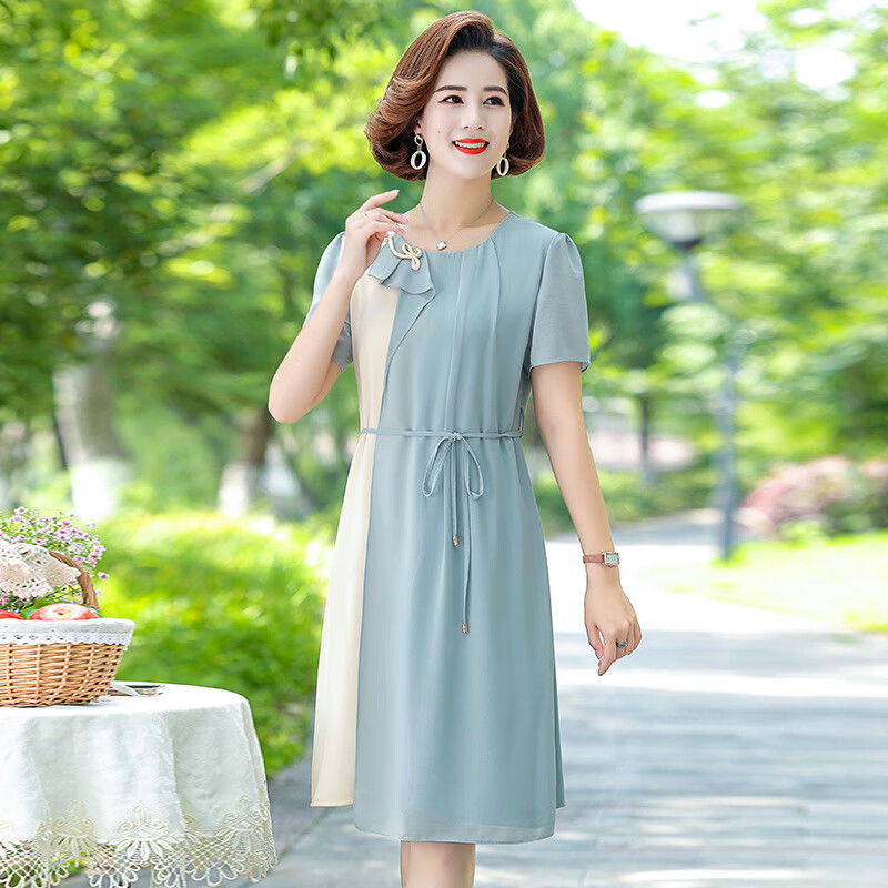 百丽驼美士妈妈夏装40岁50中老女夏装阔太太洋气优雅气质收腰打底裙