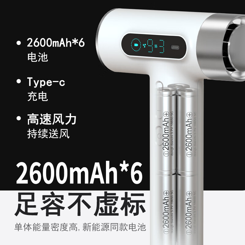 物克（VVU&CCO）type-c充电式无线吹风机电吹风学生宿舍吹头发3档冷热便携风筒美术联考 【10万转电机】9档热风/长续航-CFJ-5