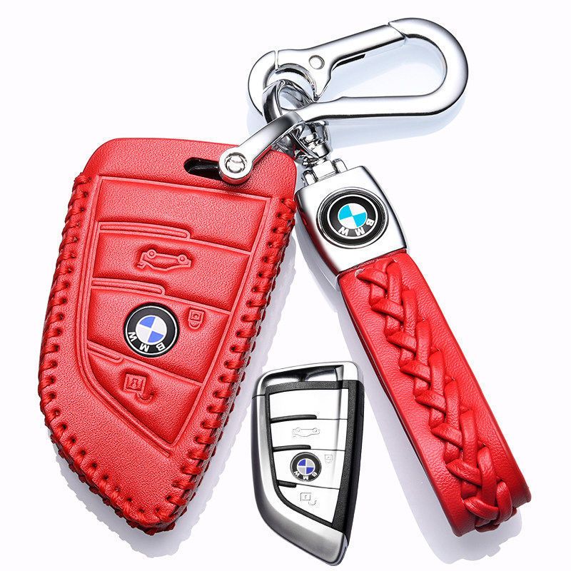 宝马x5进口改款30i40i35i车钥匙套女包扣 大红色刀锋三键2014-18年款