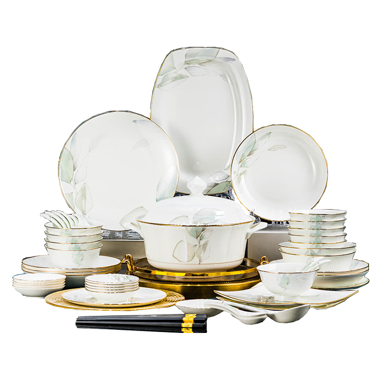 萬(wàn)享景德鎮(zhèn)輕奢陶瓷2025新款碗碟套裝家用新款高顏值喬遷中式餐具套裝