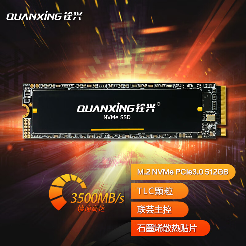 铨兴（QUANXING） M.2 2280 NVMe PCIe3.0x4 N301系列SSD固态硬盘 M.2 NVMe N301系列 512G