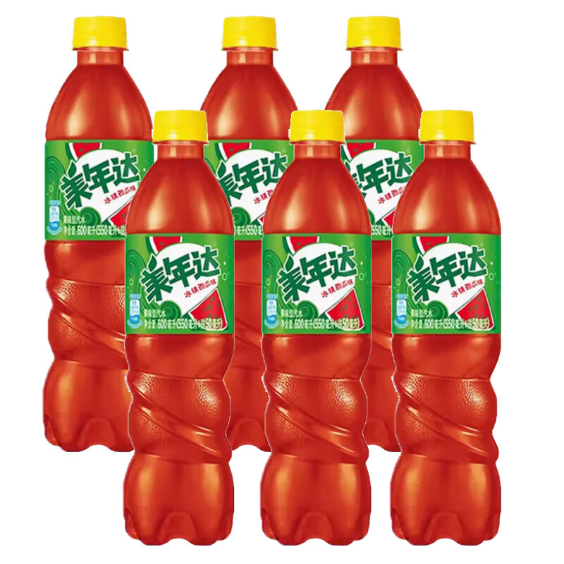美年达碳酸饮料西瓜味500ml*6瓶/12瓶果味型汽水饮品 美年达【西瓜味