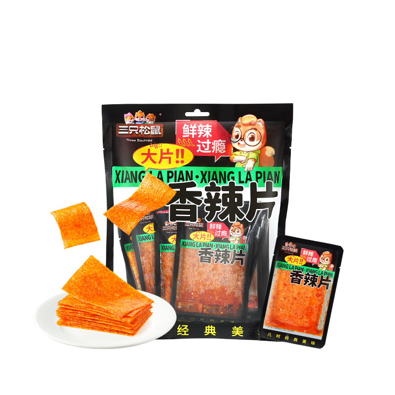 三只松鼠香辣片360g袋装辣条童年回忆面筋零食解馋小袋便携解馋20小袋