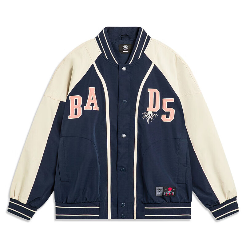 李宁(li-ning)夹克男秋季反伍badfive男子撞色宽松休闲外套棒球服 afd