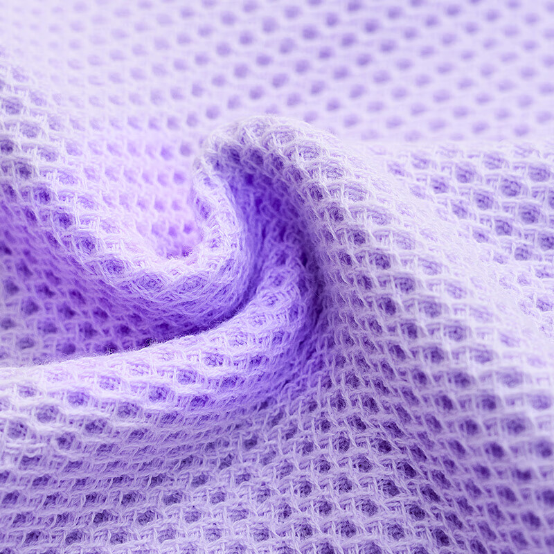 富安娜清韵系列素色纯棉蜂窝面巾两件套\紫+黄30*60cm