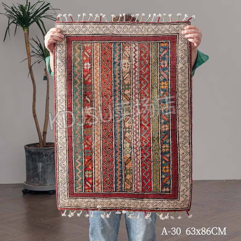 芍萌阿富汗手工地毯打结羊毛美式复古民族风卧式玄关墙面挂毯门垫 a