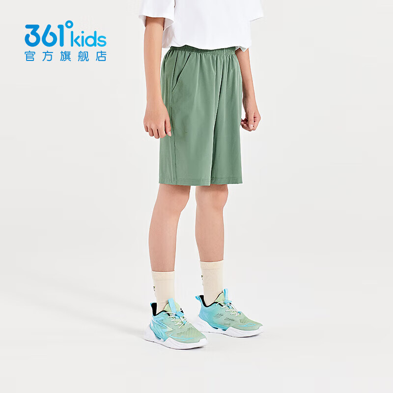 361°童装男女童梭织五分裤夏季新款小中大童运动裤男童短裤 蒙雾绿1702 130