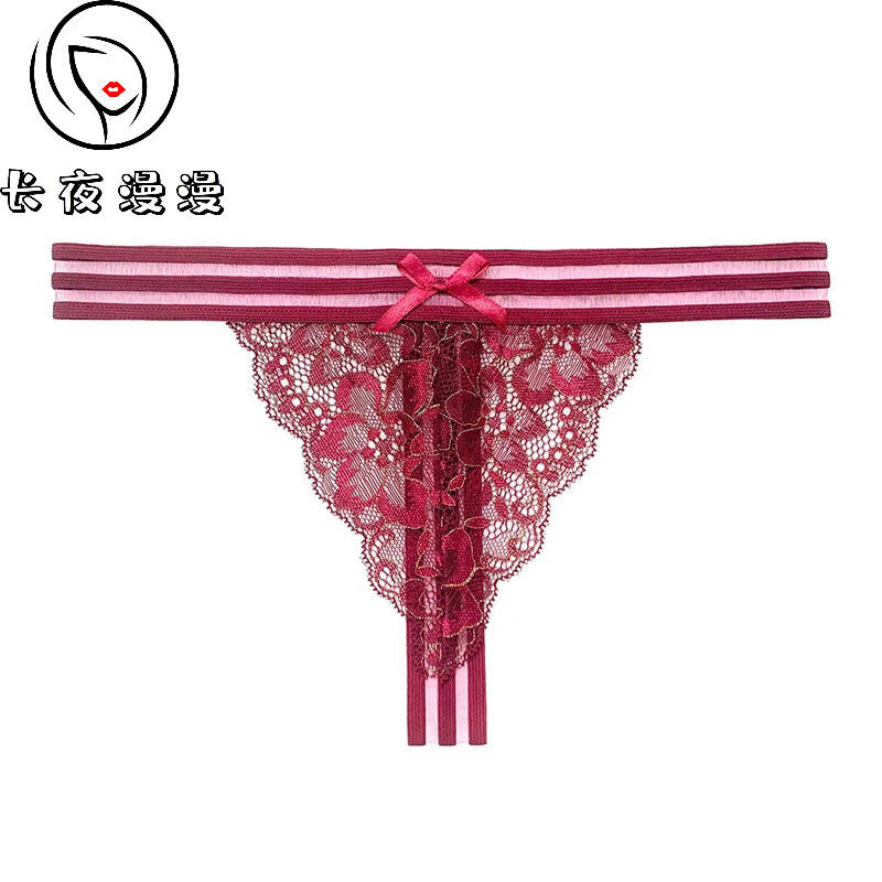 情趣内衣女弹性全透明蕾丝tback设计感条纹式性感内裤火辣诱惑丁字裤