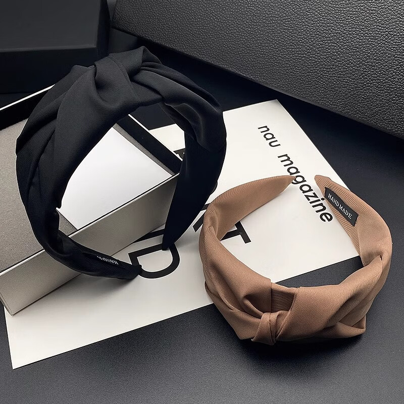 HANS’F发箍女黑色发卡宽边高颅顶头箍网红新款高级感头饰遮白发高端发捆 咖色