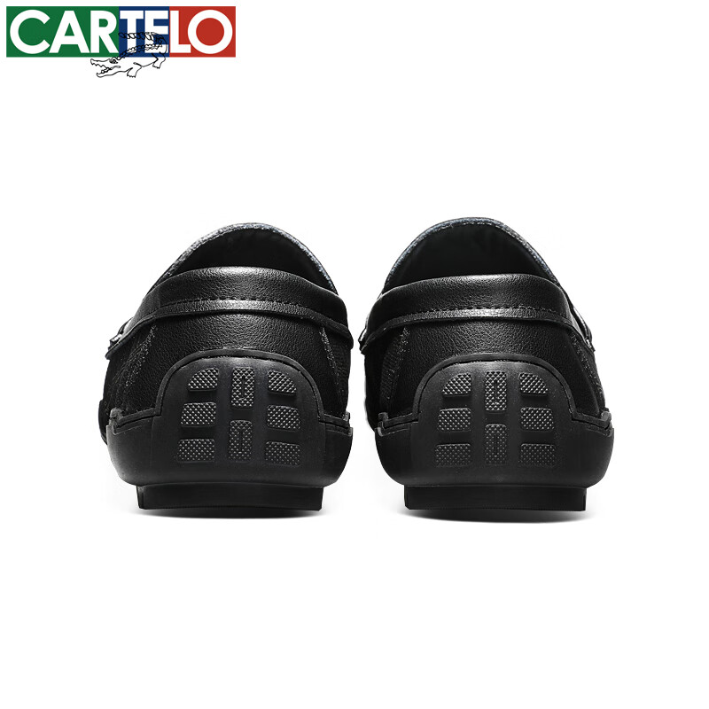 卡帝乐鳄鱼皮鞋男商务休闲鞋真皮系带中老年爸爸牛皮职场通勤男士西装正装鞋 黑白5182 40