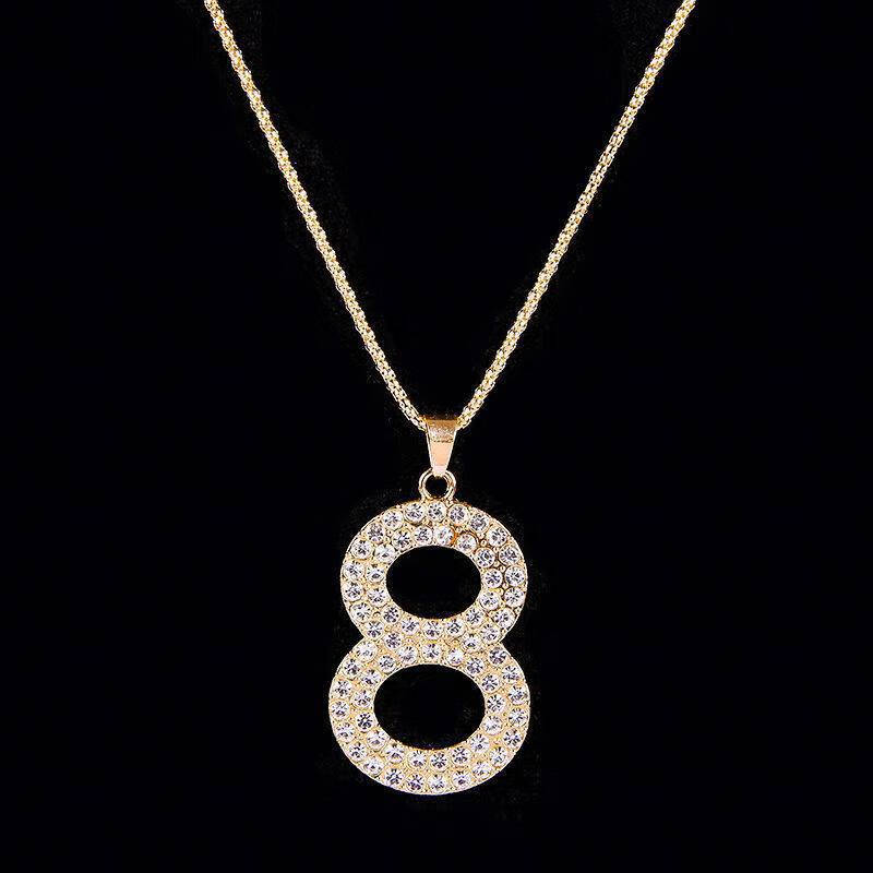 数字项链男女潮款百搭吊坠气质长款毛衣链韩版情侣学生礼物配饰 金色8
