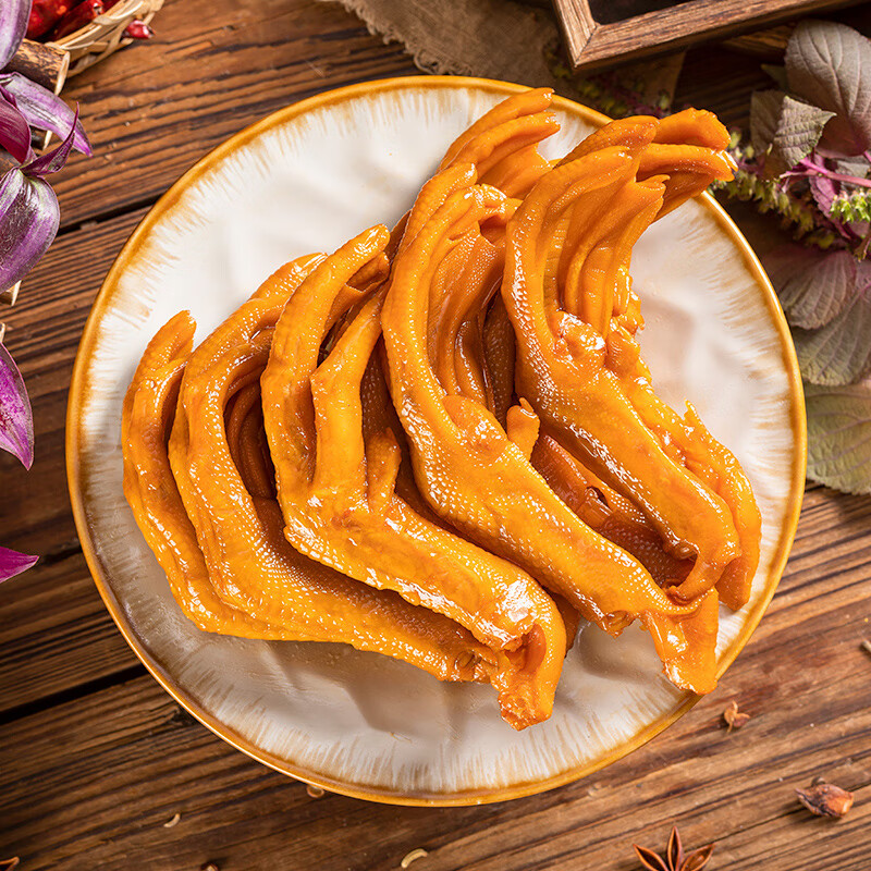 骥洋脆皮鸭掌酱卤泡鸭爪卤鸭脚小包装办公室500g 250g 骥洋脆皮鸭掌*