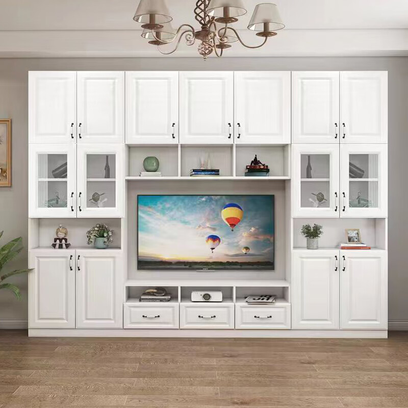 罗诗慕北欧实木满墙电视柜收纳现代客厅卧室衣柜电视柜一体组合背景墙