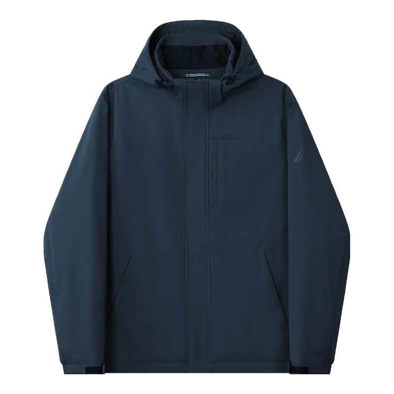 諾帝卡（NAUTICA）【單件直降】男裝秋冬新款防輕濺水可脫卸帽厚外套棉服男JO4308 藏青4NV L