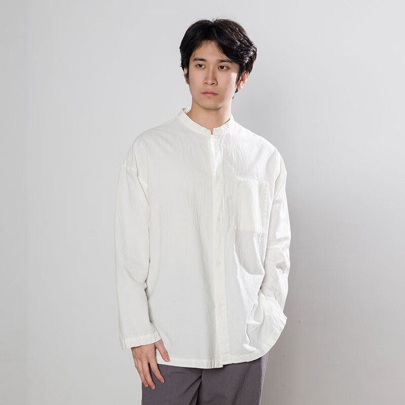 照本堂【照本堂男装】2024新款春款21支小立领衬衫m12452 本白 s