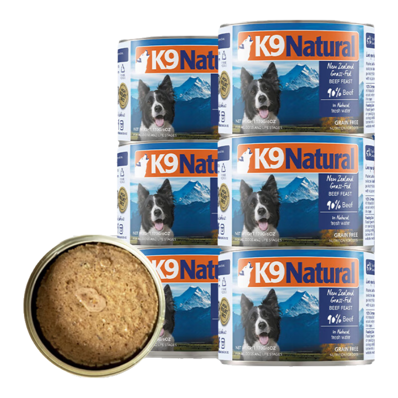 K9 Natural牛肉狗主食罐头170g*6成犬幼犬通用狗湿粮狗罐头 新西兰原装进口