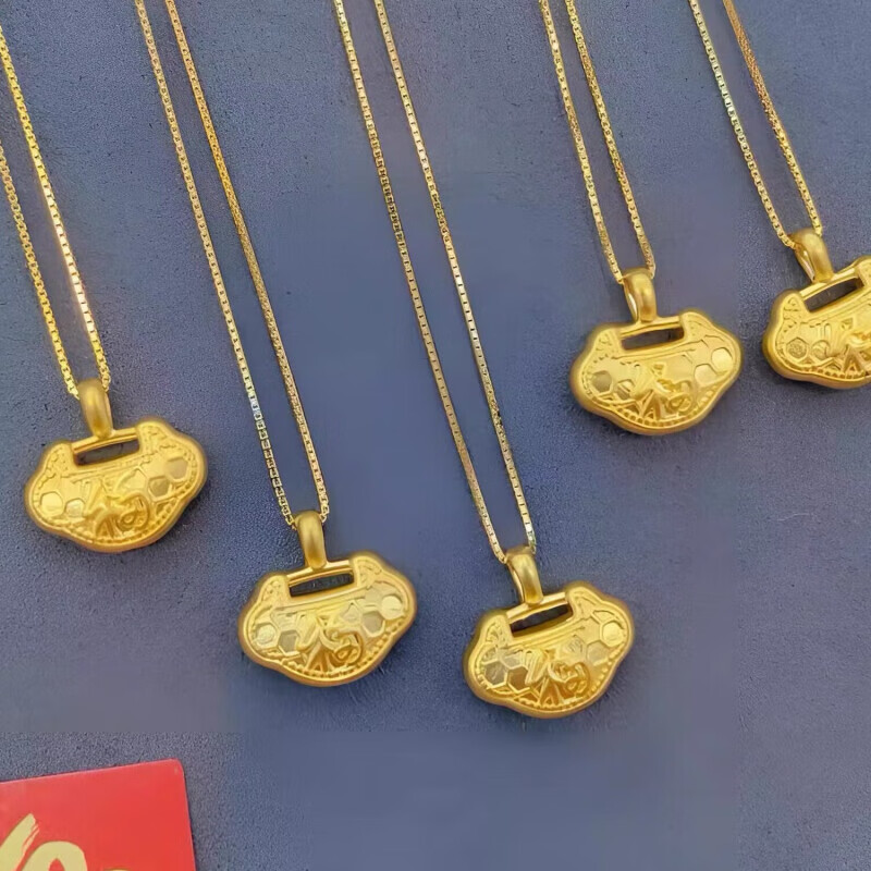 tkid老凤凰黄金锁吊坠足金999宝宝福字金锁长命富贵锁儿童金锁生日礼