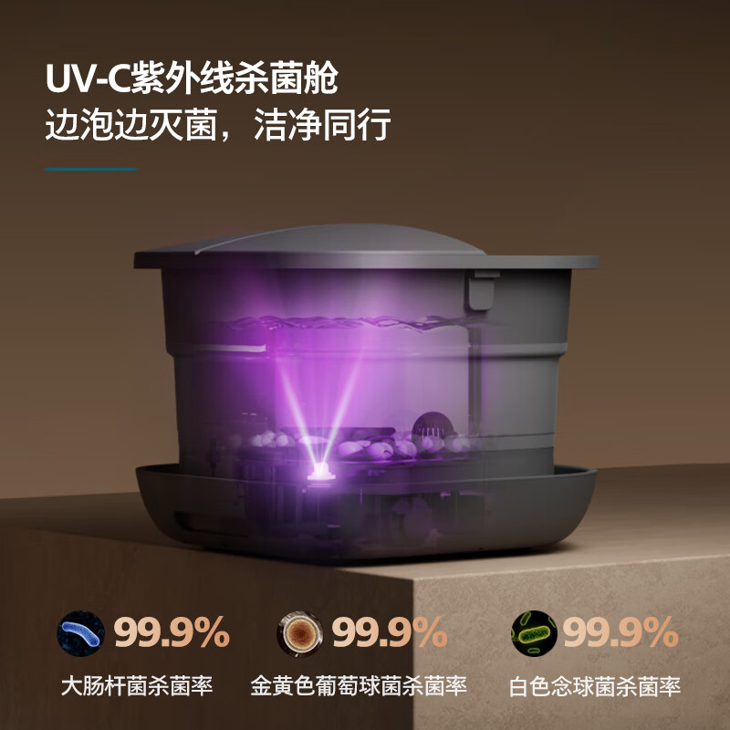 飞利浦（PHILIPS）足浴桶 折叠泡脚桶 UV紫外线99.9%杀菌 加热控温全自动按摩恒温泡 洗脚盆足浴盆节日礼品5107F 