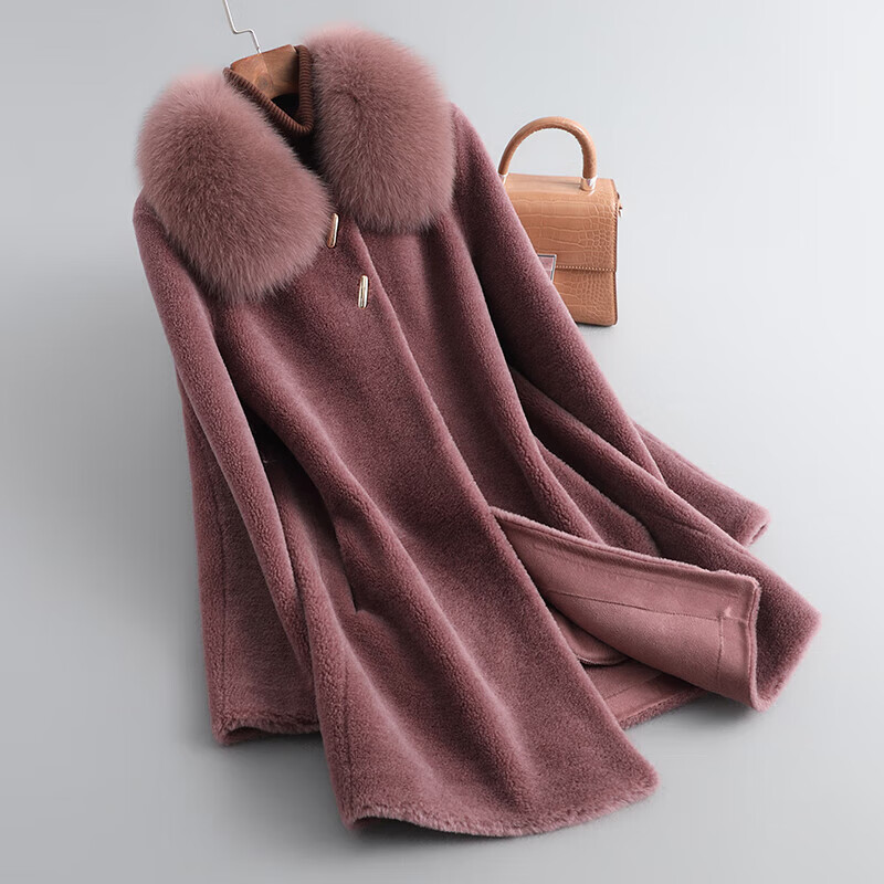 弗玛恩高档品质羊剪绒大衣女妈妈装中长款狐狸毛领皮毛一体中老年全