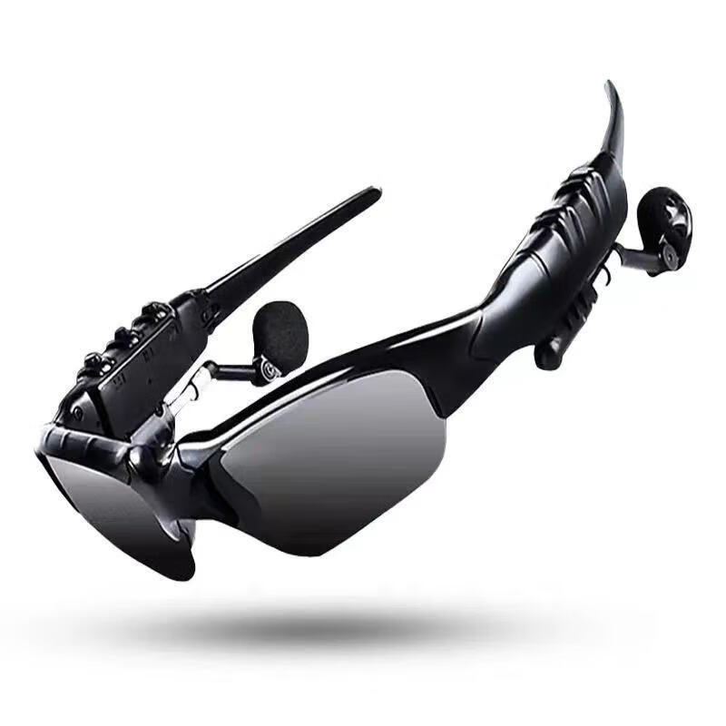 新插卡MP3蓝牙眼镜耳机智能眼镜批发 听歌户外运动蓝牙偏光眼镜 5.0黑色+眼镜盒+彩盒