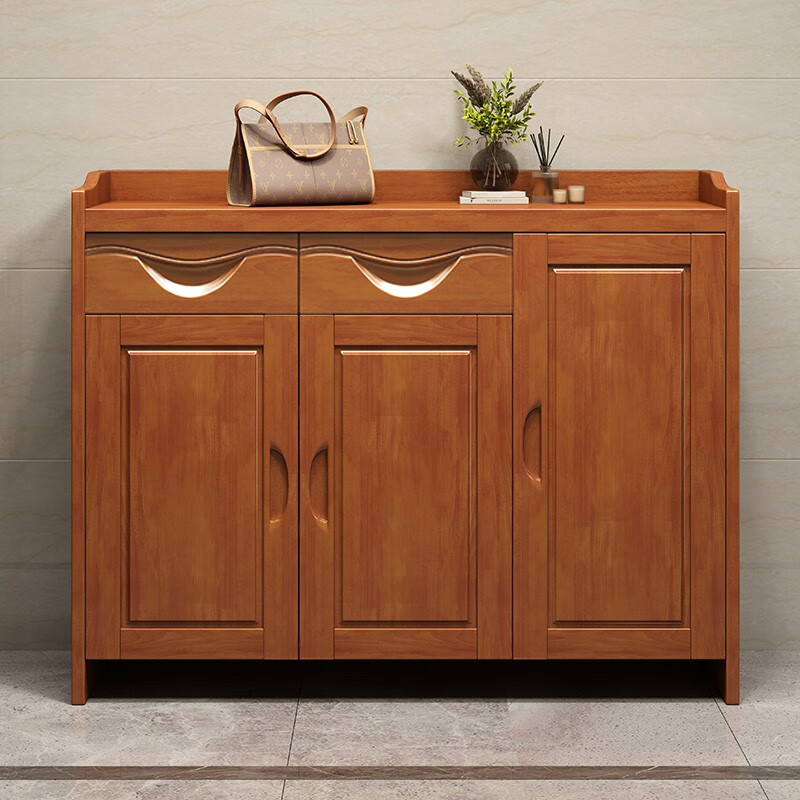 千禧盛世 实木鞋柜中式多层木质大容量储物抽屉鞋柜放鞋防尘柜子 3门