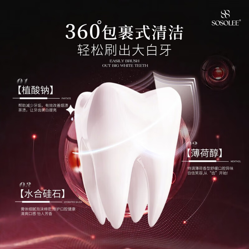 SOSOLEE日夜组合全方位护理高端清新口气美白去渍 夜用牙膏120g*2支