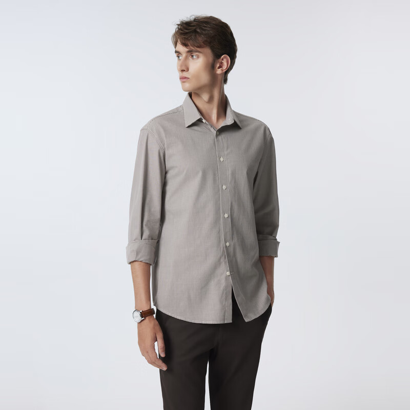 Scofield男士24年新款秋季通勤简约棉质商务休闲时尚多色长袖衬衫 棕色 2XL (185)