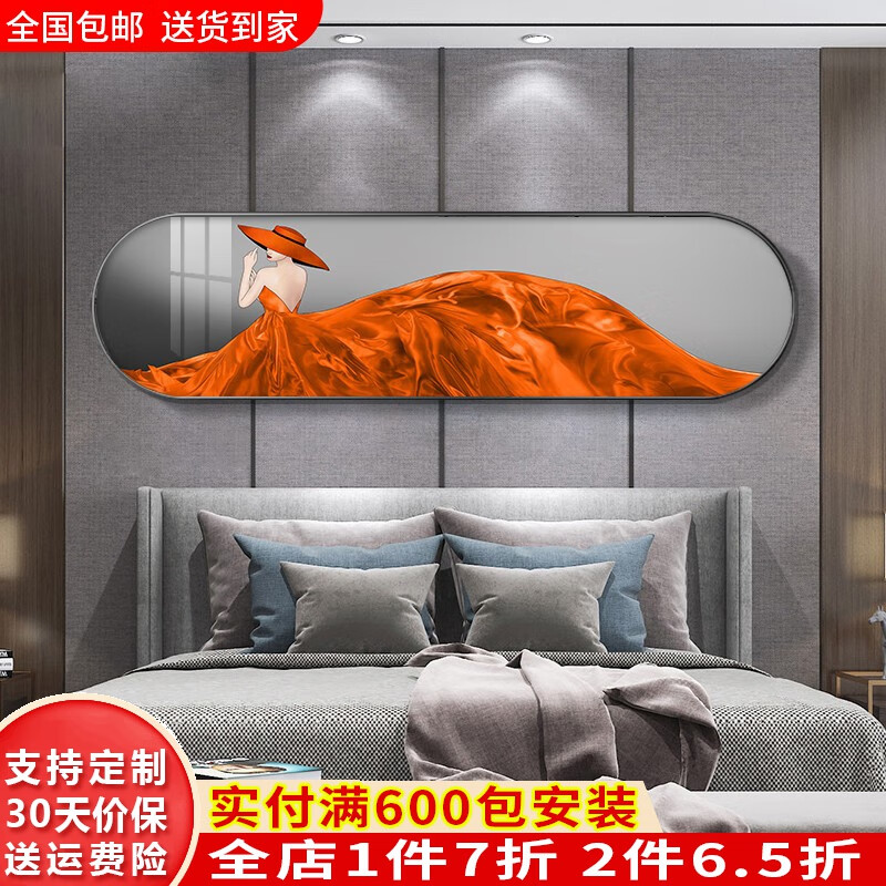 床头装饰画现代简约主卧挂画酒店宾馆民宿背景墙画椭圆 缪斯女神-01