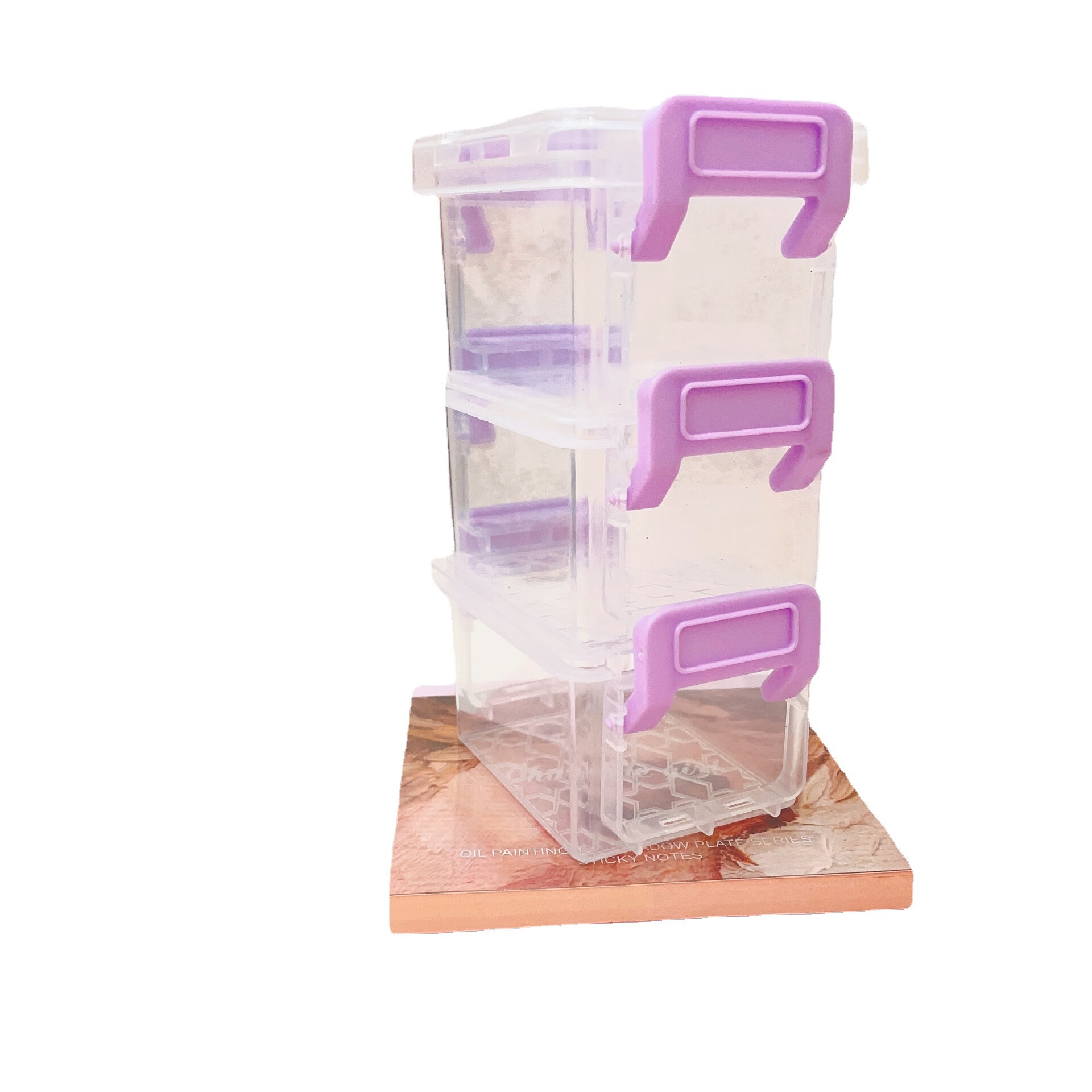 可爱三层透明收纳盒口红发夹发饰盒化妆品盒小文具分装首饰收纳箱 绿色