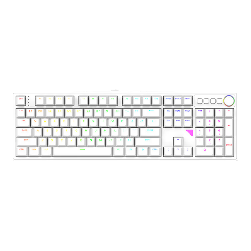 GANSS 3087T/3104T客制化机械键盘高斯三模无线键盘蓝牙2.4G有线热插拔办公游戏键盘 3104T白色【RGB】三模版 全键热插拔 KTT红轴