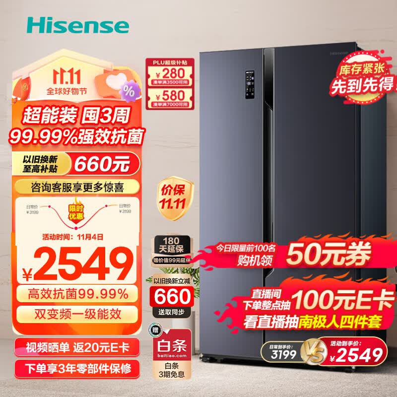 海信（Hisense）650升对开门冰箱双开门大容量双变频一级能效家用电冰箱二门双门节能风冷无霜纤薄可嵌入 BCD-650WFK1DPUQ8.5kg大冷冻力怎么样,好用不?