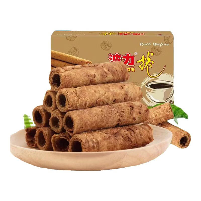 波力海苔波力卷原味鸡蛋味蛋卷酥脆饼干糕点礼盒中秋节礼物代餐零食 咖啡卷144g*2盒(共8包)