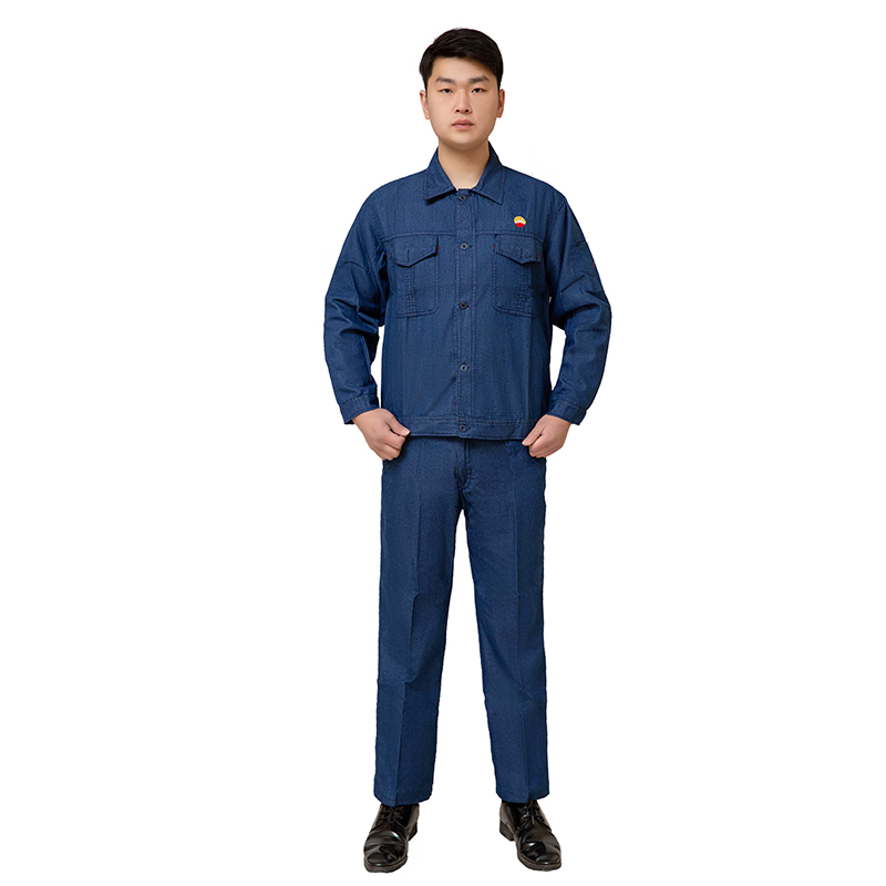 夏季薄款工作服套装男中国石油焊工牛仔工作服耐穿工厂工地劳保服
