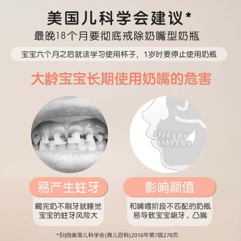 UBMOM吸管杯婴儿宝宝学饮杯儿童喝水杯直饮杯牛奶杯吸管奶瓶6个月以上 咖色-专利防喷 280ml