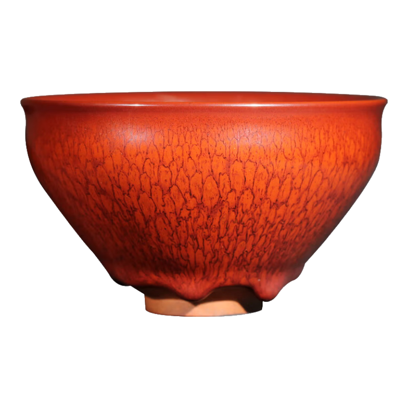 隱廬 陳大鵬束口黃紅鷓鴣建盞 手工作品大號建窯茶盞主人杯收藏級茶器 束口紅鷓鴣13口