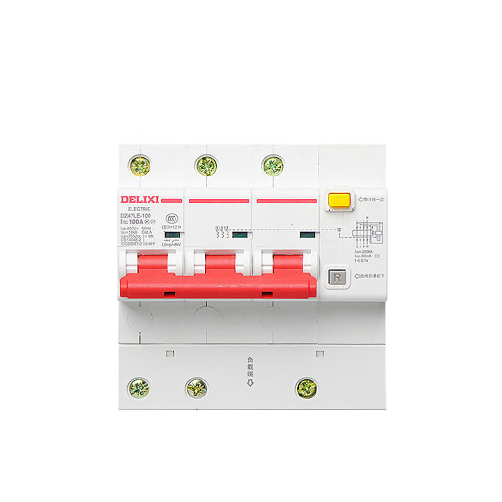 德力西电气3p空气开关带漏电保护断路器380v三相电空开漏保100a125a安