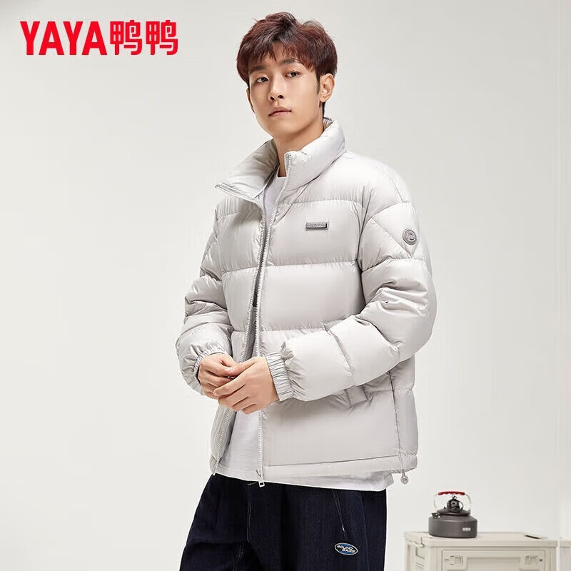 鸭鸭（YAYA）2025年冬季新款面包服羽绒服男女同款时尚短款立领保暖外套 青光黑色 M 【110-130斤】