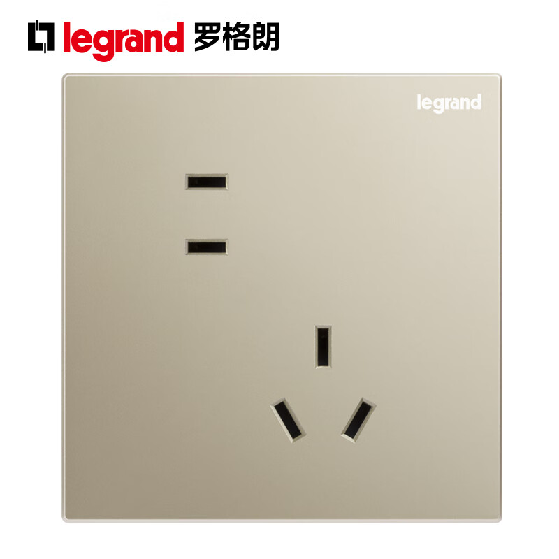 罗格朗 开关插座面板仕典米兰金家用86型五孔带USB墙壁电源暗装多孔插座 仕典米兰金斜五孔10只装 插座 【开关插座清单报价】