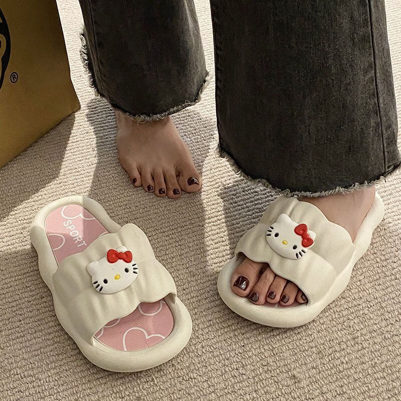金盈姿可爱卡通kt猫外穿hellokitty拖鞋女厚底踩屎感洗澡室内防滑拖鞋 主图款 38-39 【适合37/38】