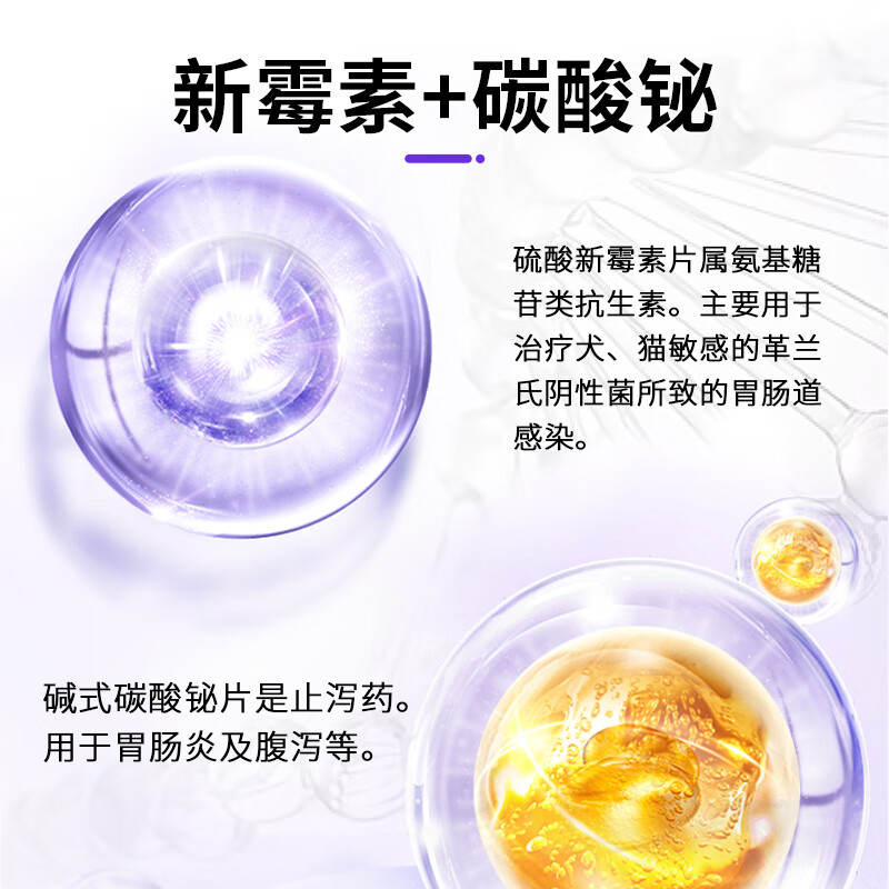 狗狗猫咪用宠物拉肚子腹泻止泻消炎胃肠炎药犬猫拉稀呕吐药便血药 拉稀呕吐套餐（硫酸新霉素片+西咪替丁片）