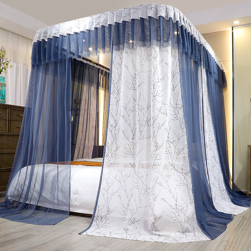 悦爱妳拉绳导轨蚊帐家用加密加厚u型轨道折叠宫廷1.