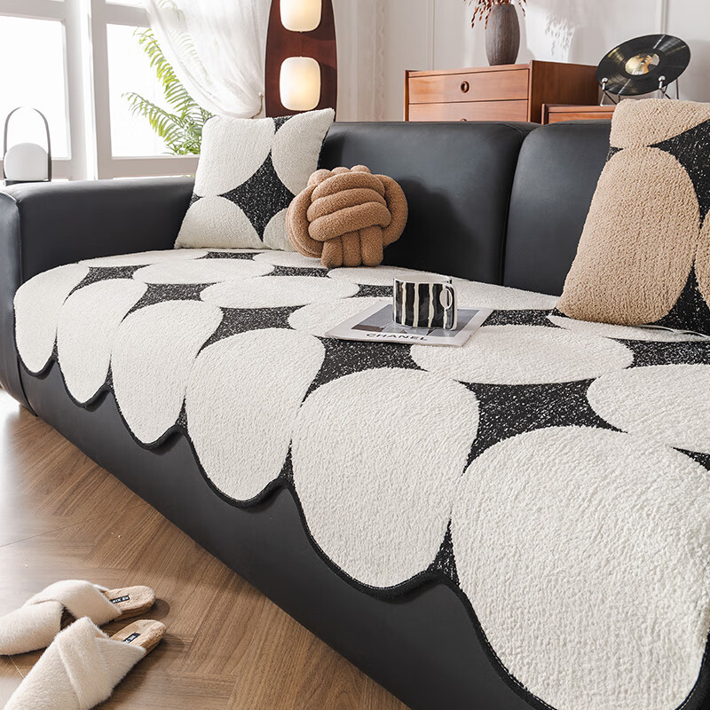 归韵不规则异形沙发垫2024新款直排弧形皮沙发防滑盖布巾秋冬季坐垫子
