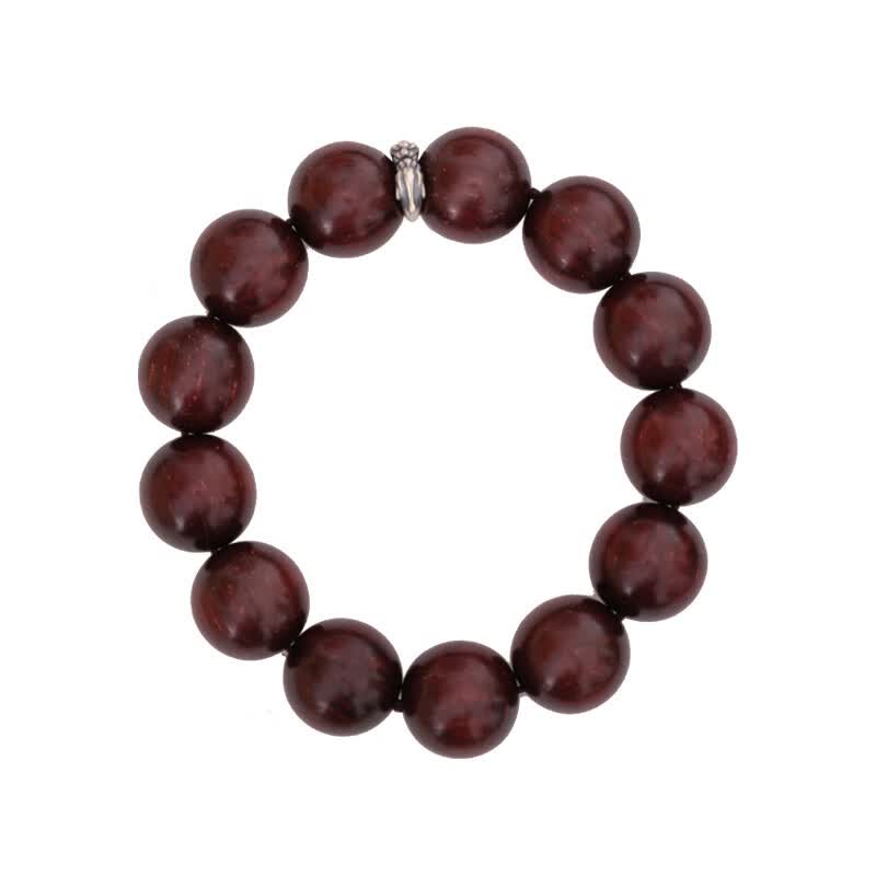 西灵逍阁小叶紫檀满金星貔貅木手串男款老料佛珠手链文玩念珠父亲节礼物 满金星紫檀银貔貅手串