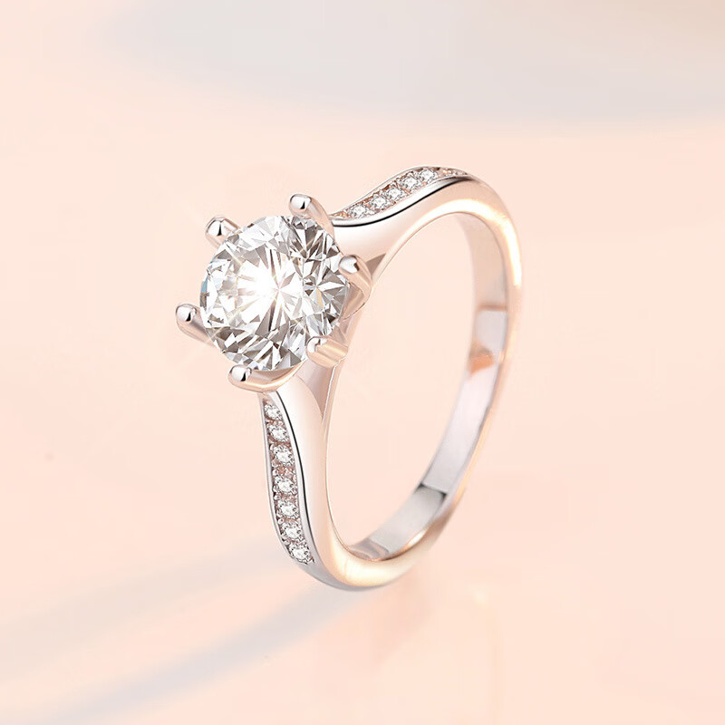 珊瑚海实拍时尚经典六爪1克拉莫桑石戒指女s925小众气质婚戒 莫桑钻6.